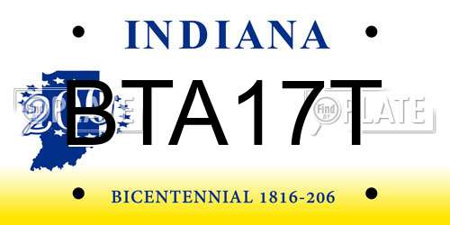BTA17T Indiana License Plate
