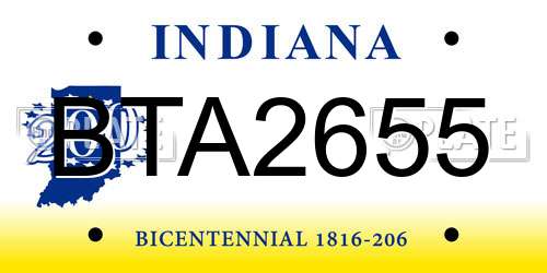 BTA2655 Indiana License Plate