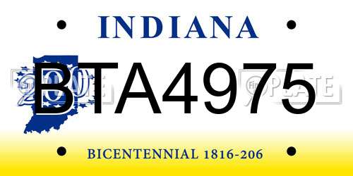 BTA4975 Indiana License Plate