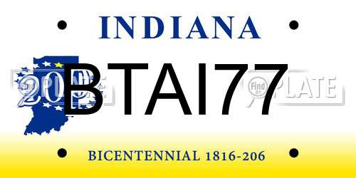 BTAI77 Indiana License Plate