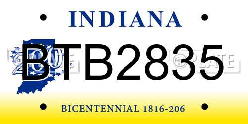 BTB2835 Indiana License Plate