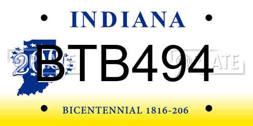 BTB494 Indiana License Plate