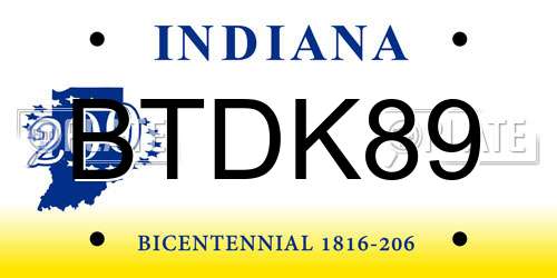 BTDK89 Indiana License Plate