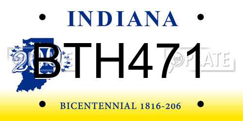 BTH471 Indiana License Plate