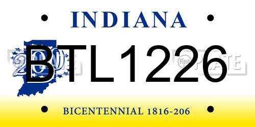 BTL1226 Indiana License Plate