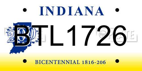 BTL1726 Indiana License Plate