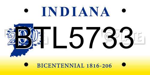 BTL5733 Indiana License Plate