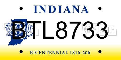 BTL8733 Indiana License Plate