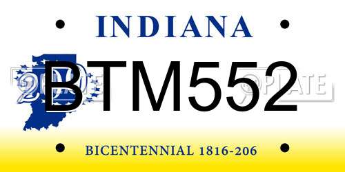 BTM552 Indiana License Plate