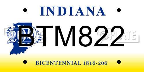 BTM822 Indiana License Plate