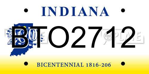 BTO2712 Indiana License Plate
