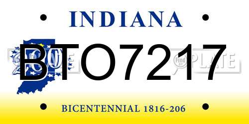 BTO7217 Indiana License Plate
