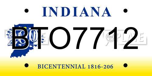 BTO7712 Indiana License Plate