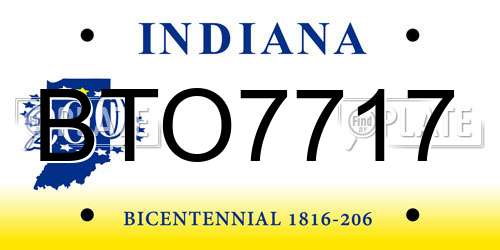 BTO7717 Indiana License Plate