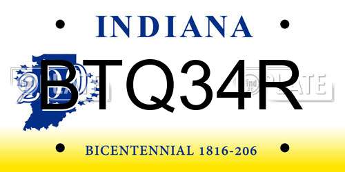 BTQ34R Indiana License Plate