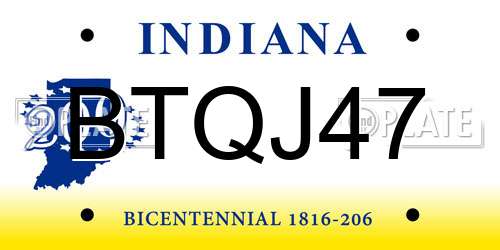 BTQJ47 Indiana License Plate