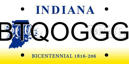 BTQOGGG Indiana License Plate