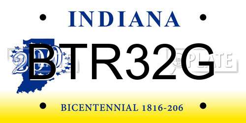 BTR32G Indiana License Plate