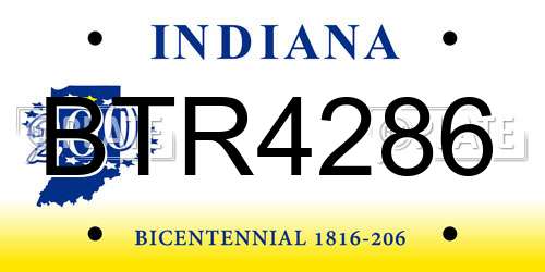 BTR4286 Indiana License Plate