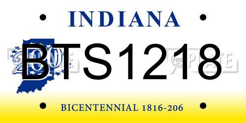 BTS1218 Indiana License Plate