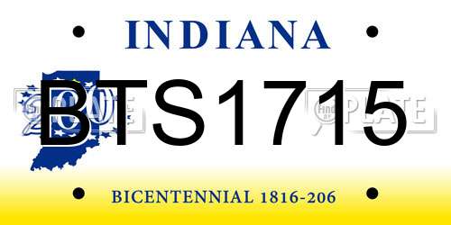 BTS1715 Indiana License Plate