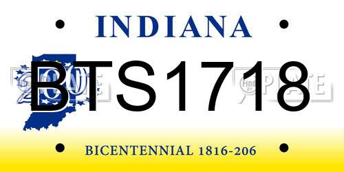 BTS1718 Indiana License Plate