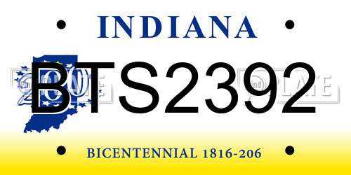 BTS2392 Indiana License Plate