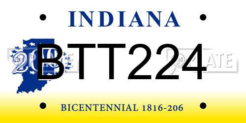 BTT224 Indiana License Plate