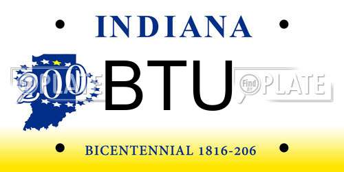 BTU Indiana License Plate