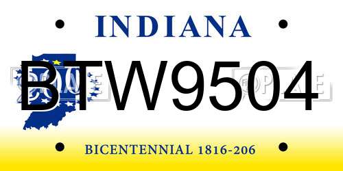 BTW9504 Indiana License Plate