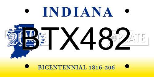 BTX482 Indiana License Plate