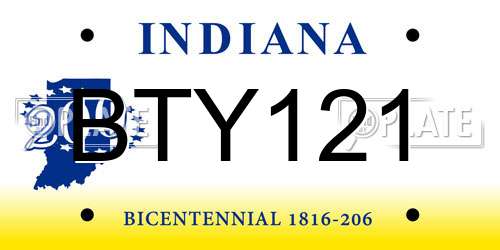 BTY121 Indiana License Plate