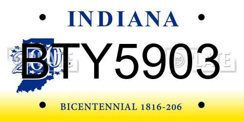 BTY5903 Indiana License Plate