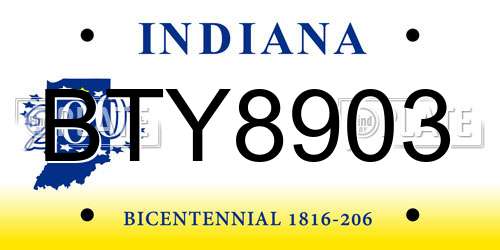 BTY8903 Indiana License Plate