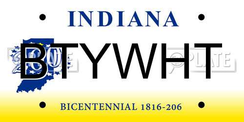 BTYWHT Indiana License Plate