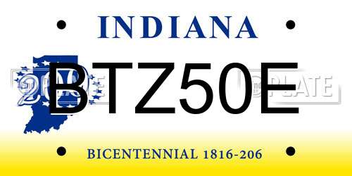 BTZ50E Indiana License Plate