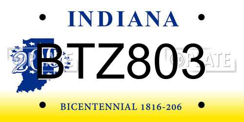 BTZ803 Indiana License Plate
