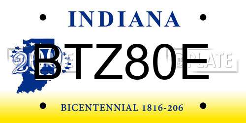 BTZ80E Indiana License Plate