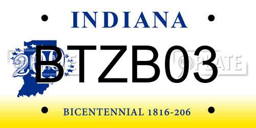 BTZB03 Indiana License Plate