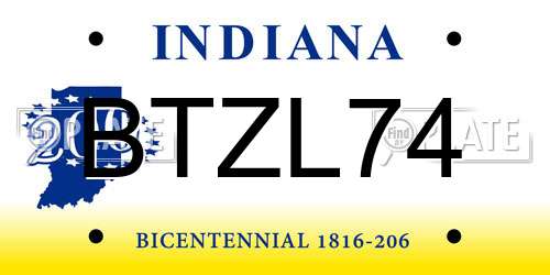 BTZL74 Indiana License Plate