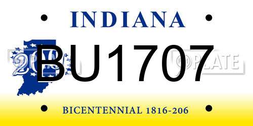 BU1707 Indiana License Plate