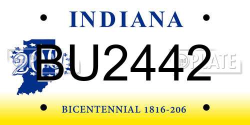 BU2442 Indiana License Plate