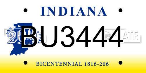BU3444 Indiana License Plate