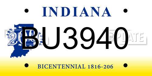 BU3940 Indiana License Plate