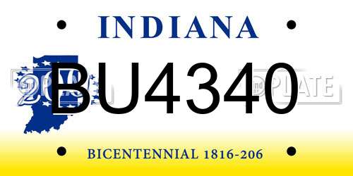 BU4340 Indiana License Plate