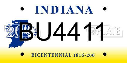 BU4411 Indiana License Plate