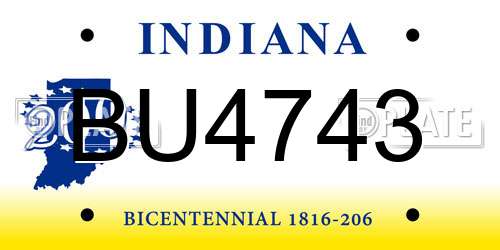 BU4743 Indiana License Plate