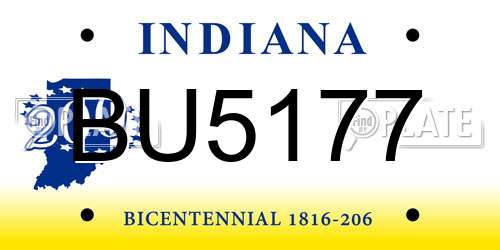 BU5177 Indiana License Plate