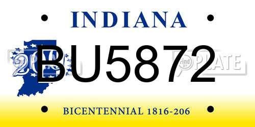 BU5872 Indiana License Plate