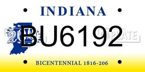 BU6192 Indiana License Plate